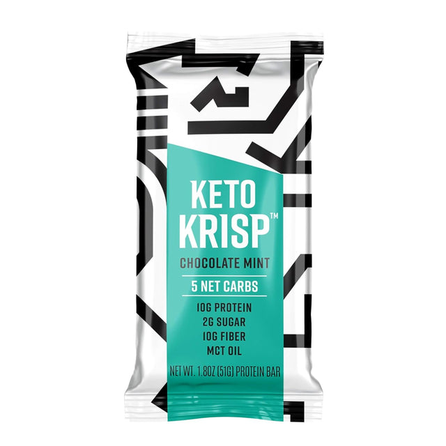 Keto Krisp, Protein Bar Chocolate Mint, 1.8 Ounce (Pack of 12)