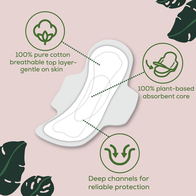 L. Ultra Thin Pads, Overnight Absorbency, 48 Ct, 100% Pure Cotton Top Layer