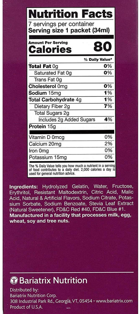 High Protein Liquid Fruit Drink Concentrate Mix, 15G Protein, Fat Free, Low Carb, Low Calorie, Ideal Protein Compatible, 7 Servings per Box (Grape)