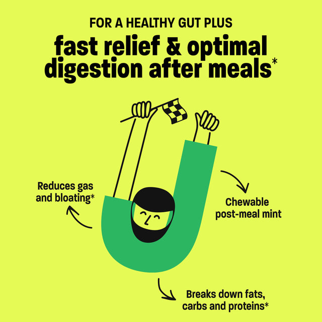 Full-Spectrum Digestive Enzyme Gas & Bloating Prevention Chewable Supplement, Jetson, 60Ct