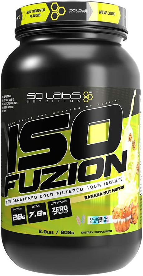 Iso Fuzion 100% Whey Isolate by Scilabs Nutrition | 28G Non Denatured Protein Powder, Banana Nut Muffinflavor, 2Lb