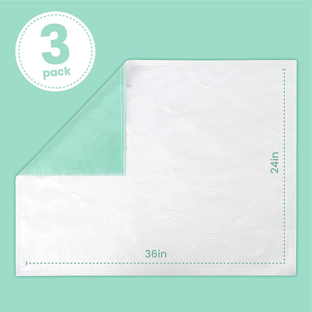 Inspire Washable and Reusable Incontinence Bed Pads | 3 Pack Waterproof Mattress Pad Chux Pads | Bed Pads for Incontinence Washable | Waterproof Bed Pads 3 Pack (3 Pack 24" X 36")