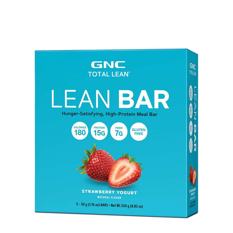 GNC Total Lean Bar | Hunger-Satisfying, High-Protein Meal Bar, Supports a Healthy Metabolism | Strawberry | 5 Bars per Box