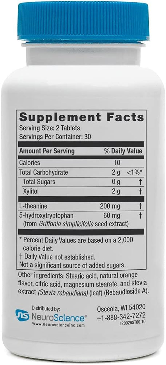 Neuroscience Serotrex - Chewable 5-HTP with L-Theanine to Support Mood, Calm and Sleep in Adults & Children (60 Orange Flavor Chewable Tablets)