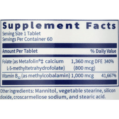 Klaire Labs Active B12-Folate - High-Potency, Fast-Dissolving Tablets