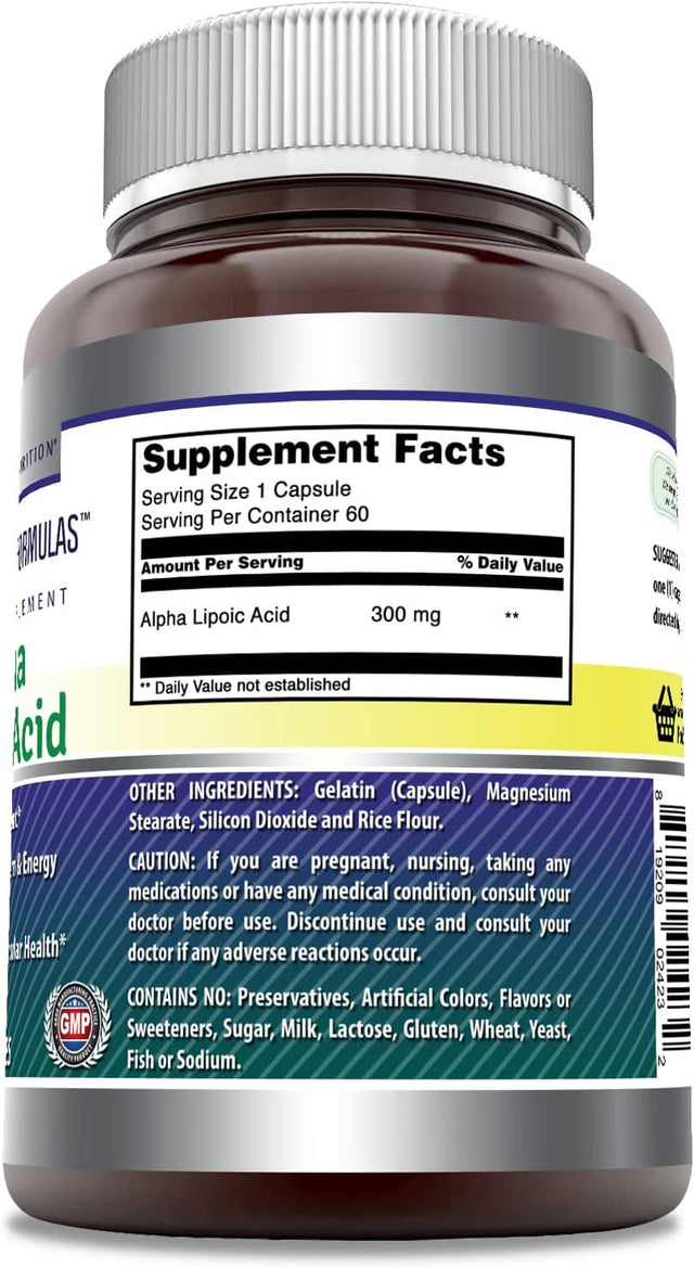 Amazing Formulas Alpha Lipoic Acid 300Mg 60 Capsules