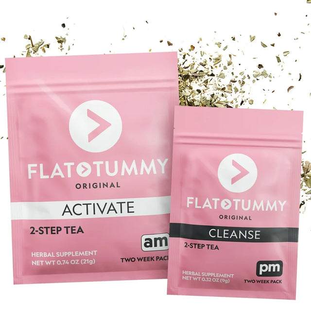 Flat Tummy 2-Step Detox Tea, 2 Week Program (20 Servings) – Detox Tea to Boost Energy, Speed Metabolism, Reduce Bloating - All Natural Detox Tea Cleanse W/ Green Tea, Dandelion, Fennel, & More