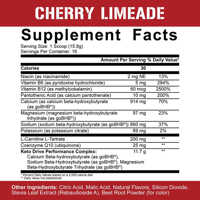 5% Nutrition Rich Piana Keto Asalt Legendary BHB Salts, Exogenous Ketones Supplement Drink Powder, Stay in Ketosis, Improve Energy & Focus, Burn Stored Fat, 8.9 Oz, 16 Servings (Cherry Limeade)