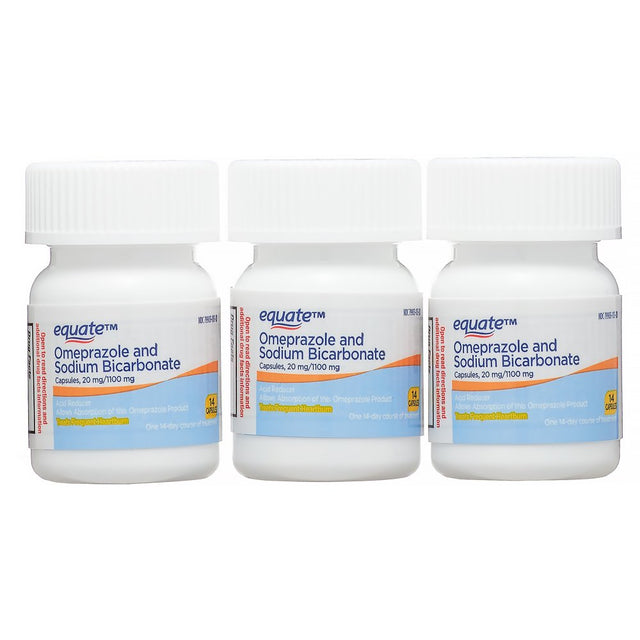 Equate Omeprazole and Sodium Bicarbonate Capsules, 20 Mg/1100 Mg, Acid Reducer, 42 Count