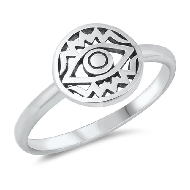 All Seeing Evil Eye Promise Ring .925 Solid Sterling Silver Band Jewelry Female Male Unisex Size 5