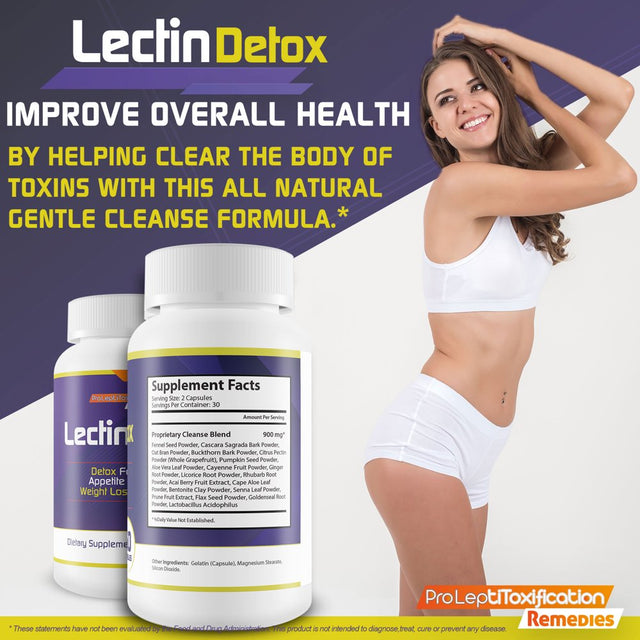 Lectin Detox - Colon Cleanser & Detox for Weight Loss - Detox Cleanse Detox Pills - Reduce Gut Size for a Quick Slim - Boost Metabolism - Weight Loss Detox for Women and Men - Body Detox Support
