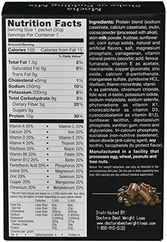 High Protein Diet Shake & Pudding | Mocha | Low Calorie, Low Fat, Low Sugar (7/Box) Y