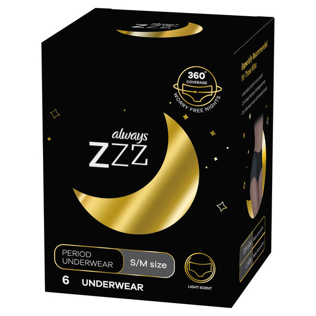 Always ZZZ Disposable Overnight Period Underwear Women Size S/M, 6 Ct