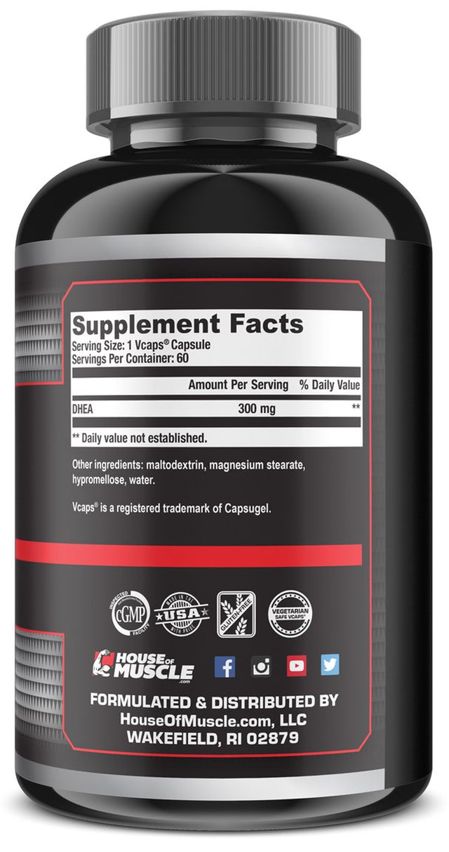 House of Muscle - DHEA 300Mg (60 Capsules), High Potency DHEA, Support Overall Health & Well-Being, Vegetarian Safe Capsules