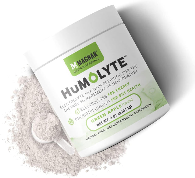 Humolyte Electrolytes Powder Mix, Improves Gut Health and Helps with Dehydration, Prebiotic for Women and Men, Gluten-Free Electrolyte Drink Formulated with HMO, Green Apple Flavor, 3.07 Oz