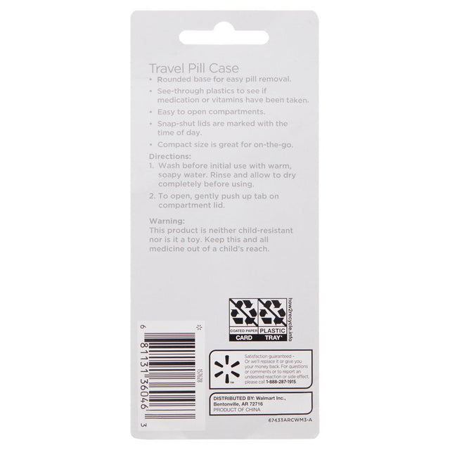 Equate Travel Pill Case, Colors May Vary