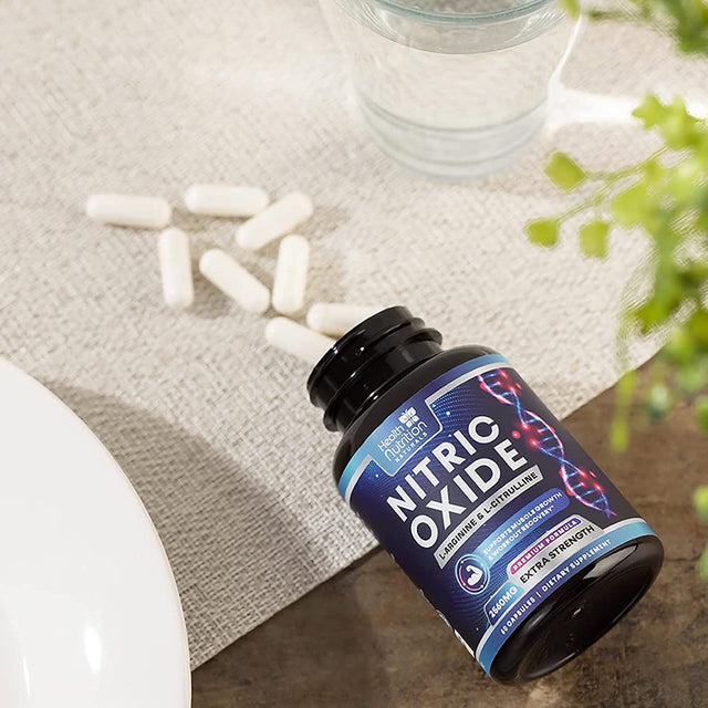 Extra Strength Nitric Oxide Supplement L Arginine 3X Strength - Citrulline Malate, AAKG, Beta Alanine - Premium Muscle Supporting Nitric Booster for Energy & Strength to Train Harder - 60 Capsules