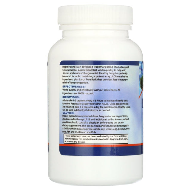 Healthy Lungs 120 Capsules - a All Natural Lung Health Supplement That Quickly Reduces Mucus and Phlegm, Congestion While Improve Breathing, Cleanse, Detox and Reducing Coughing. Made in the USA
