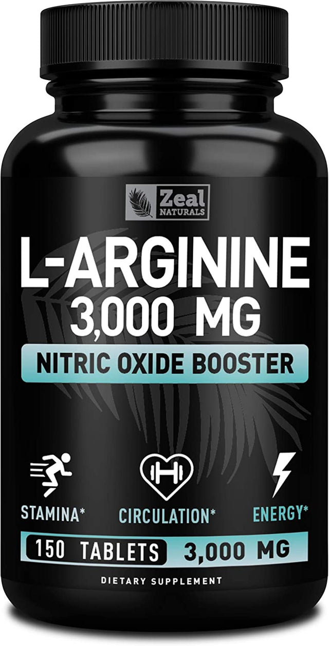 L Arginine 3000Mg Capsules (150 Tablets | 1000Mg) Maximum Dose L-Arginine Nitric Oxide Supplement for Supporting Muscle Growth, Vascular Function and Energy - Nitric Oxide Booster