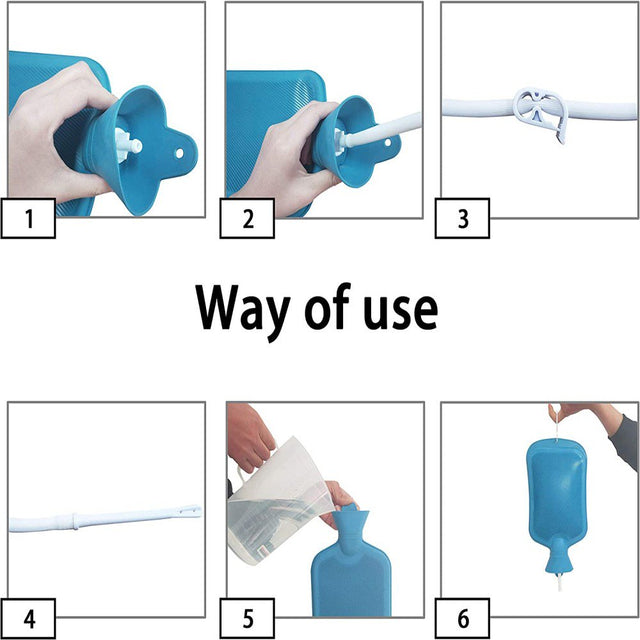 JIARUI Enema Bag Kit Rubber Anal Douche Vaginal Douche Enema Cleaner for Women’S or Man’S Health (Blue, 2L)