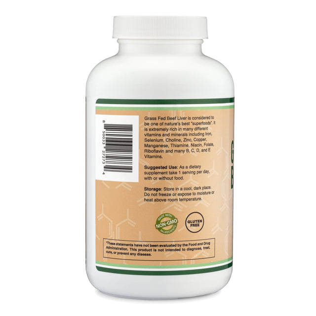Grass Fed Beef Liver - 180 X 500 Mg Capsules - Natural Multivitamin Alternative