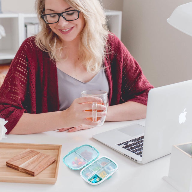 3 Pack 8 Compartments Travel Pill Organizer Moisture Proof Small Pill Box for Pocket Purse Daily Pill Case Portable Medicine Vitamin Holder Container (Blue+Green+Khaki)