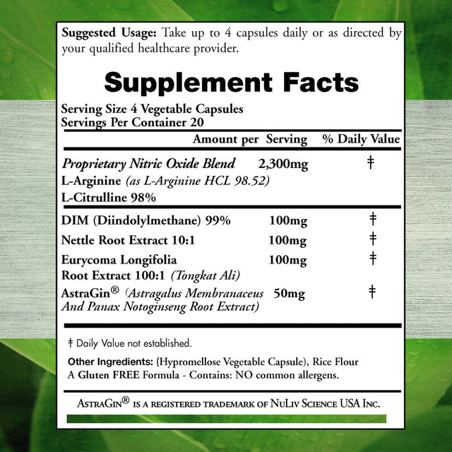 L-Arginine L-Citrulline Extra Strength over 2,650 Milligrams by Doctors Nutra Nutraceuticals - Nitric Oxide Booster - plus Patented Astragin for Greater Absorption with Added DIM - 80 Count Bottle