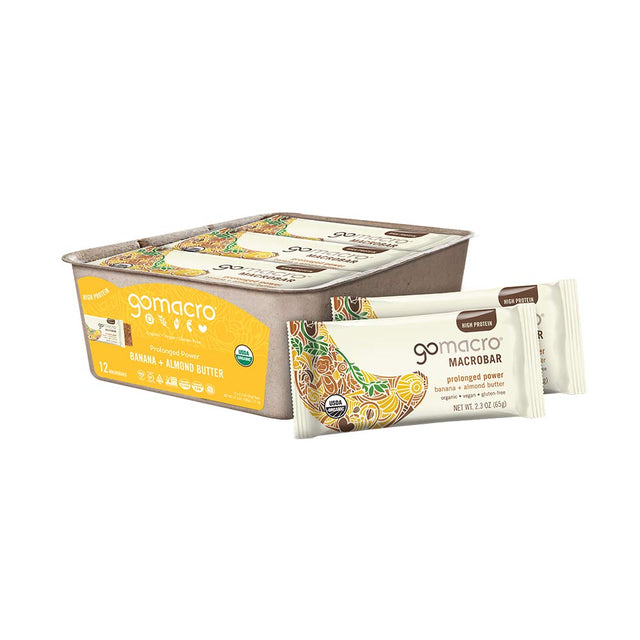 Gomacro Macrobar Organic Vegan Snack Bars - Granola + Coconut and Banana + Almond Butter (2.3 Ounce Bars, 12 Count)