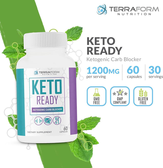Keto Ready - Max Strength Keto Carb Blocker 1200Mg – Burn Fat & Block Carb Absorption – Minimize Cheat Meals & Maintain Ketosis – White Kidney Bean Extract - for Men & Women - Made in USA - 60 Capsule