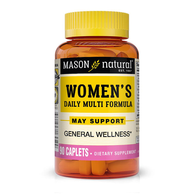 Mason Natural Women'S Daily Multi Formula with 21 Essential Vitamins and Nutrients, Supports General Wellness and Overall Health, 90 Caplets