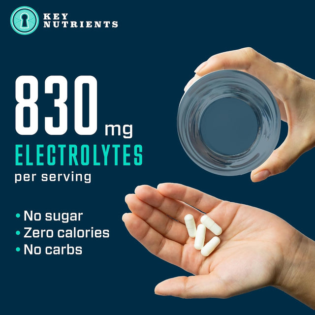 KEY NUTRIENTS Electrolyte Tablets, 200 Capsules, Salt Tablets for Runners, Fasting, Keto, Rapid Hydration & Recovery - Salt Pills with Electrolytes, No Sugar, Gluten Free Hydration Tablets