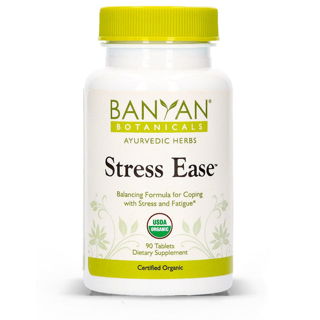 Banyan Botanicals Stress Ease – Organic Herbal Supplement with Ashwagandha – for Stress Relief, Rejuvenation & the Immune System* – 90 Tablets – Non-Gmo Sustainably Sourced Vegan