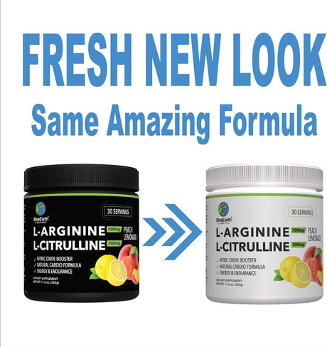 L-Arginine 5000Mg + L-Citrulline 2000Mg Complex Powder Supplement - Nitric Oxide Booster - Peach Lemonade Flavored - 330G