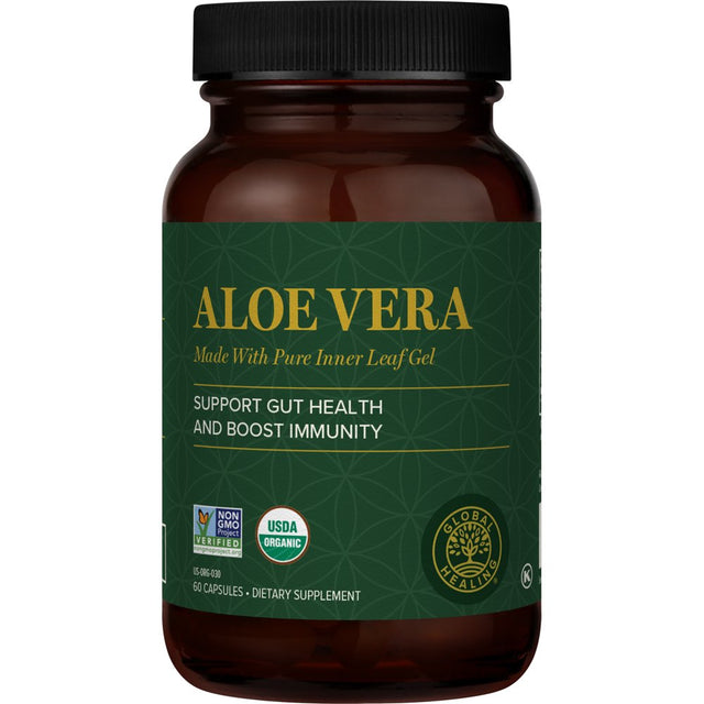 Global Healing Organic Aloe Vera Leaf Supplement - 60 Capsules