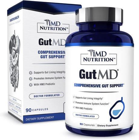 1MD Nutrition Gutmd - L-Glutamine Capsules W/Prebiotic for Gut Health - L Glutamine Supplement - Supports Healthy Digestive Tract Integrity - 90 Capsules