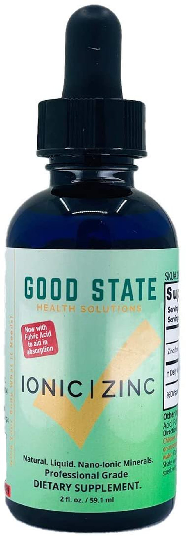 Good State Liquid Zinc Ultra Concentrate with Fulvic Acid Supplement 2 Fl Oz 1 Count