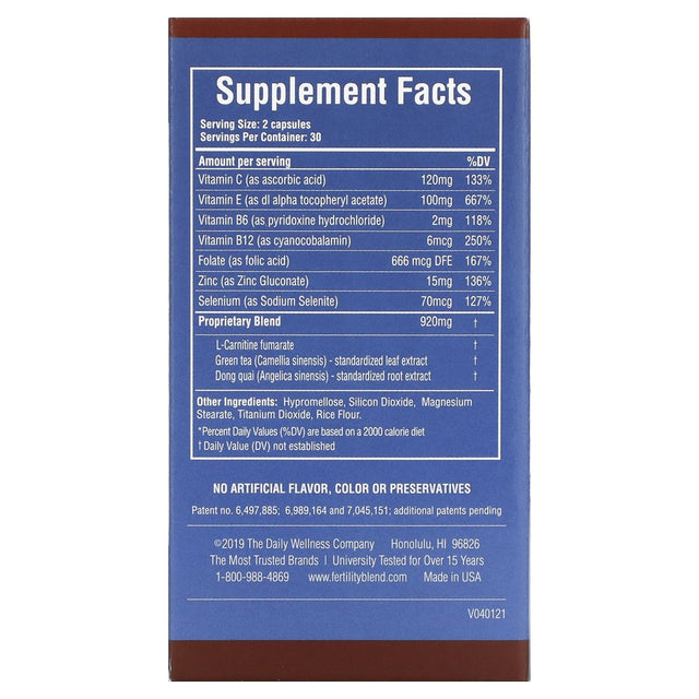 Fertility Blend for Men | Clinically Validated Supplement That Naturally Improves Fertility Health | Helps Boost Sperm Count & Strength Needed for Egg Fertilization. 1 Month Supply | 60 Capsules