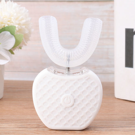 Electric Toothbrush for Adults Ultrasonic U-Shaped Toothbrushes for Teeth Whitening 360-Degree Mouth Cleansing,Wireless Charging,White