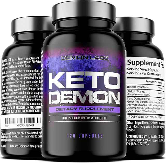 Keto Demon – Hardcore Keto Pills – Use with the Keto Diet – Packed with Raspberry Ketones, Apple Cider Vinegar, Green Tea and More for Ketosis Support - Keto Diet Supplement (120 Capsules)