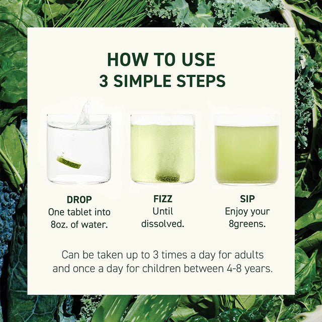 8Greens Detox Fizzy Tablets - Packed with 8 Powerful Super Greens, Greens Powder (1 Tube/10 Tablets)