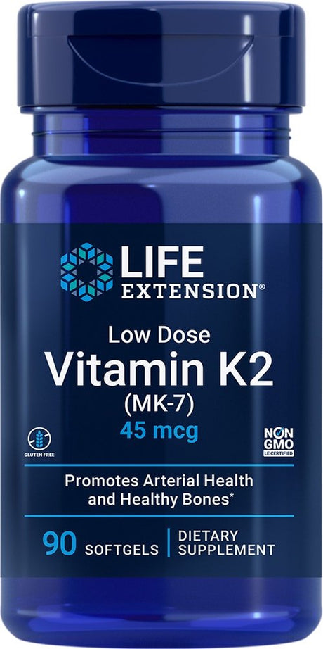 Life Extension Low-Dose Vitamin K2 -- 45 Mcg - 90 Softgels