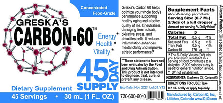 Greska'S Carbon-60™ 45-Day Supply, Food-Grade, All-Natural, Organic Ingredients