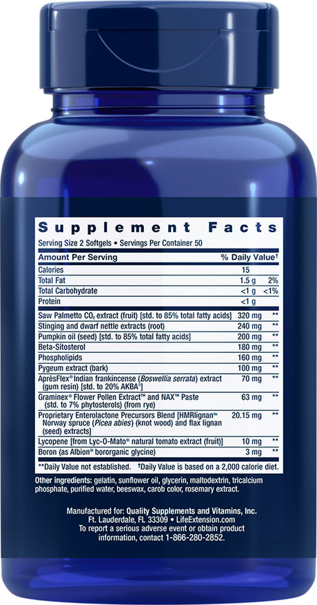 Life Extension Ultra Prostate Formula, 100 Softgels - Natural Prostate Supplement for Men - New Blue Bottle
