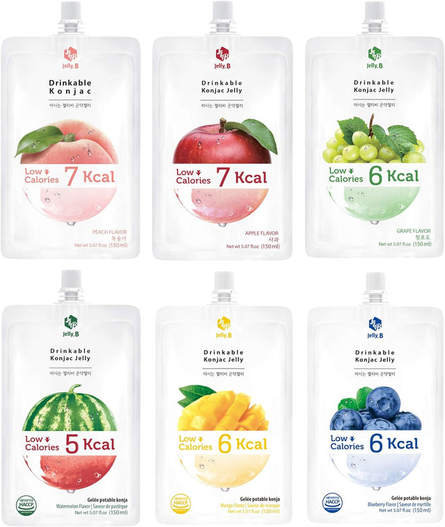 JELLY B Drinkable Konjac Jelly (10 Packs of 150Ml) - Healthy and Natural Weight Loss Diet Supplement Foods, 0 Gram Sugar, Low Calorie, Only 6 Kcal Each Packets, (Apple)