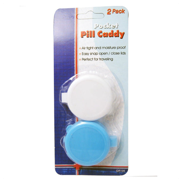 2 Pocket Pill Caddy Travel Plastic Container Medicine Tablet Case Vitamin Holder