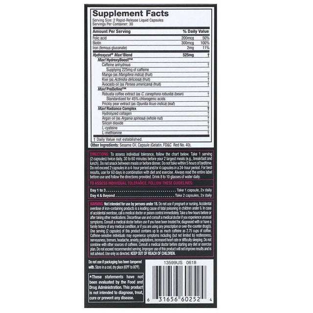 Hydroxycut Max! Powerful Weight Loss Supplement for Women, 60 Capsules