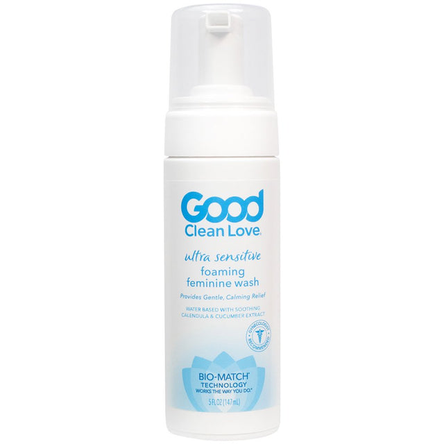Good Clean Love: Ultra Sensitive Foaming Feminine Wash, Water-Based Ph-Balanced Vaginal Soap, Natural Ingredients, More than 60% Organic Aloe Vera, Cleansing & Soothing Intimate Hygiene Cleanser, 5 Oz