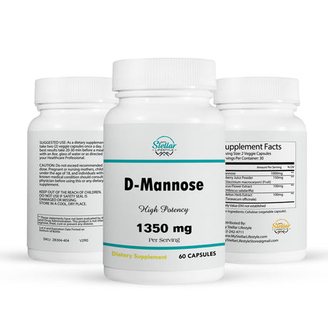 5 Pack D-Mannose 1350Mg W/ Cranberry Potent UTI Relief Urinary Tract Bladder Cleanse-60 Capsules X5