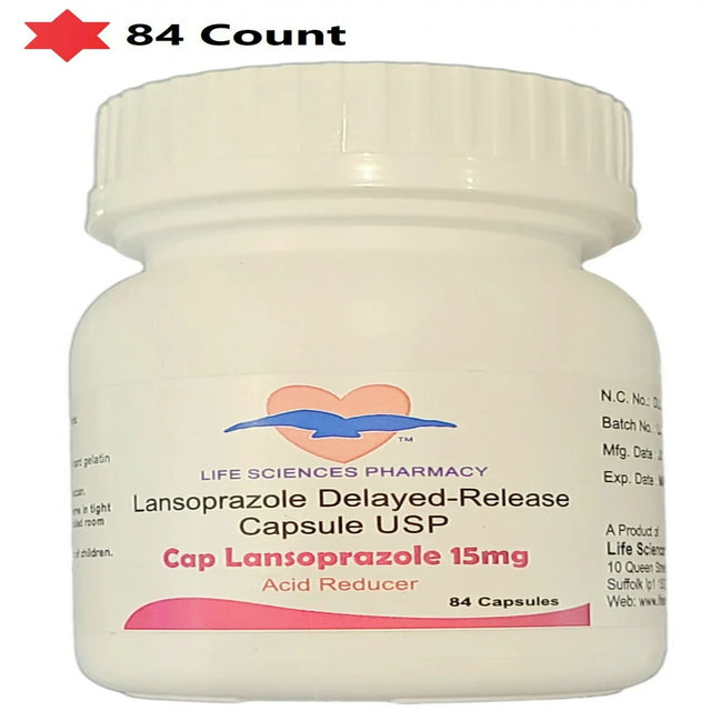 Lanso-Prazole Delayed Release Capsules 15 Mg, 84 Count, Acid Reducer