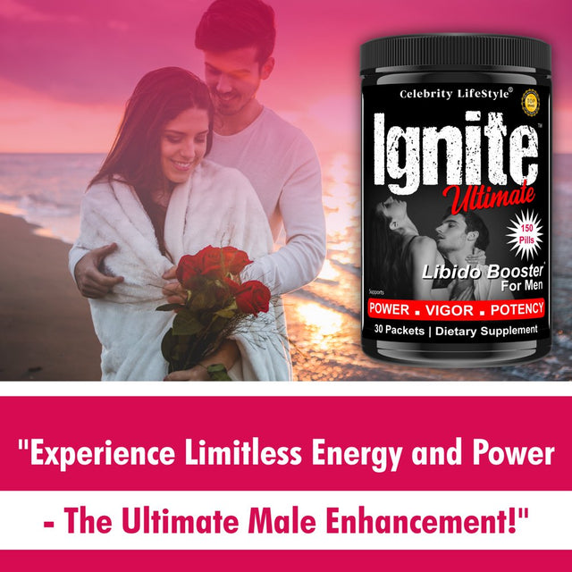 Ignite Ultimate Testosterone Booster for Men, 3X Strength, Male Enhancing Supplement, Drive, Strength 150 Capsules